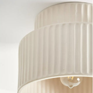 Vintage Drum Ceiling Lamp – Semi Flush Mount Light with Cream Drum Shade