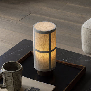 Cylinder natural fiber table lamp — warm ambient elegant design