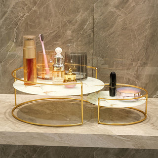 adjustable marble bathroom glass storage rack with metal shelves set view