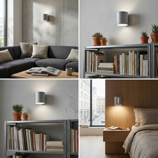 Applique murale moderne en aluminium – Lampe murale grise | Applique murale LED minimaliste pour chambre et couloir