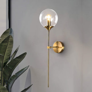 Glass Globe Wall Light – Adjustable Blown Glass Globe Lamp with Warm Brass Finish