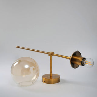 Glass Globe Wall Light – Adjustable Blown Glass Globe Lamp with Warm Brass Finish