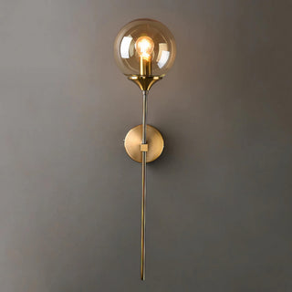 Glass Globe Wall Light – Adjustable Blown Glass Globe Lamp with Warm Brass Finish