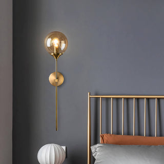 Glass Globe Wall Light – Adjustable Blown Glass Globe Lamp with Warm Brass Finish