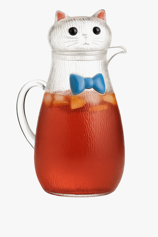 cat-motif glass carafe