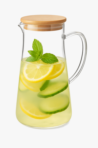 glass carafe with bamboo lid