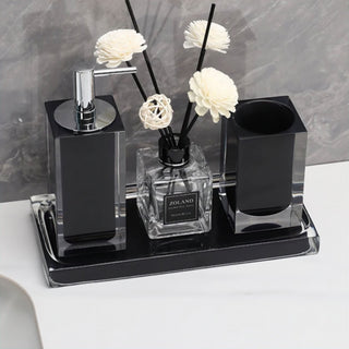 glass elegant durable bathroom set modern minimalist vanity decor close-up