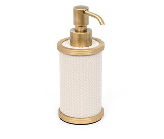 modern brass waterproof leather soap dispenser bathroom side view