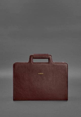 leather laptop bag women handmade business briefcase adjustable strap natural view