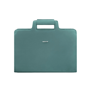leather laptop bag women handmade business briefcase adjustable strap front view