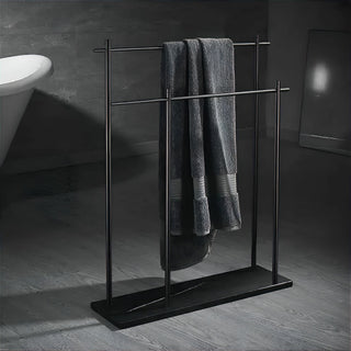 double rod copper marble base towel holder durable bathroom rack detail