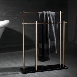 double rod copper marble base towel holder durable bathroom rack set view