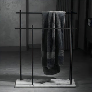 double rod copper marble base towel holder durable bathroom rack side view