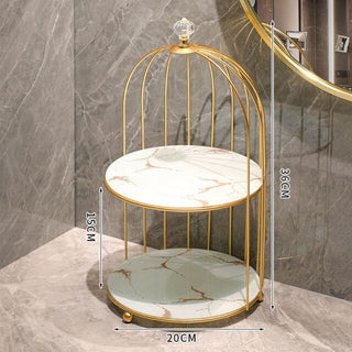 adjustable marble bathroom glass storage rack with metal shelves wide view