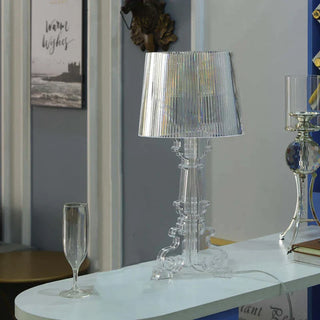 Crystal brass lamp wide view — acrylic modern design