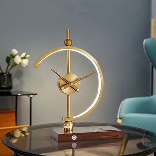 Clock work designer table lamp — wireless charging timepiece feature