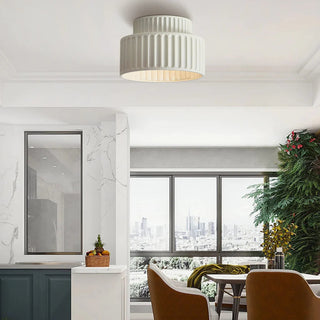 Vintage Drum Ceiling Lamp – Semi Flush Mount Light with Cream Drum Shade