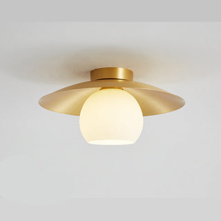 Gold semi-flush ceiling lamp brass – E27 bulb mount