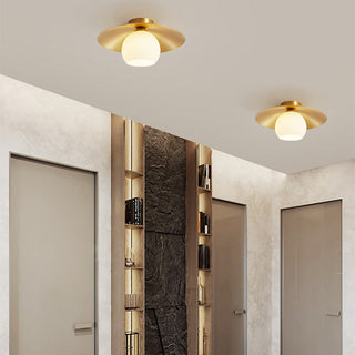 Brass gold ceiling light E27 – semi-flush mount fixture