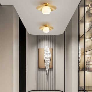 Semi-flush brass ceiling lamp gold – E27 bulb base
