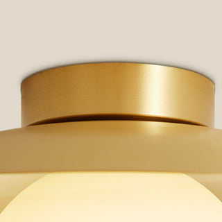 Gold semi-flush ceiling lamp brass E27 – installed view