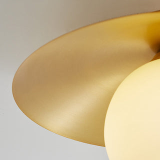 Brass E27 ceiling light gold – semi-flush mount side angle