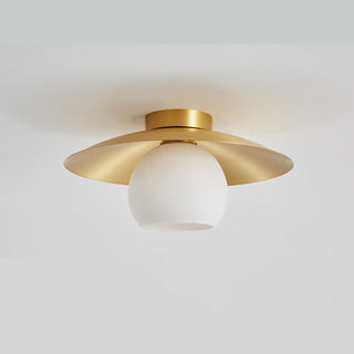 Semi-flush gold ceiling lamp E27 brass – bedroom fixture
