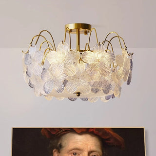 Flower pendant stained glass chandelier — classic living room warm