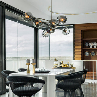 Glass bubble chandelier branch design overhead living room