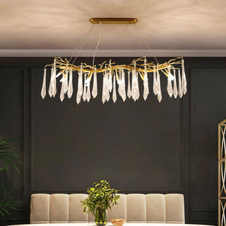 Glass teardrop luxury chandelier tiered modern dining room