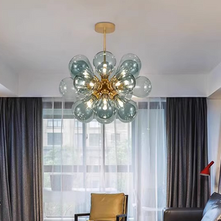 Bubble globe chandelier setting — sputnik glass pendant dining wide