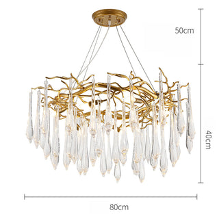 Luxury tiered teardrop glass chandelier modern ceiling light