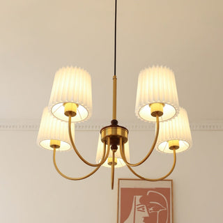 Vintage lampshade chandelier brass pleated design pendant