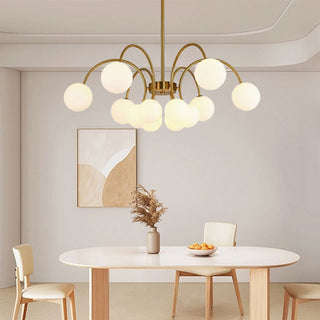 Gold sputnik chandelier side — modern elegant pendant warm glow