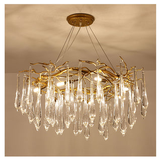 Luxury glass teardrop chandelier tiered modern ceiling fixture