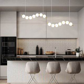Modern white ball pendant — brass acrylic chandelier