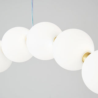 White ball pendant chandelier wide — modern brass acrylic ceiling