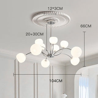 White globe iron sputnik chandelier ambient — modern warm glow