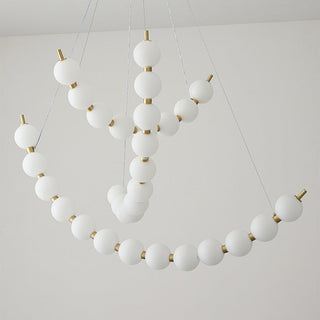 Brass acrylic chandelier with pearl white ball LED