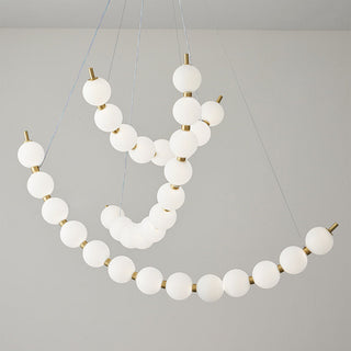 Pearl pendant chandelier — white ball LED brass acrylic