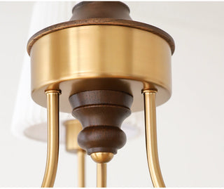 Vintage dining chandelier brass pleated shade ceiling lamp