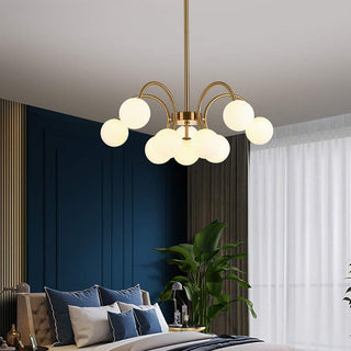 Modern gold sputnik chandelier front — elegant pendant living room design