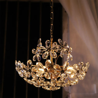 Crystal brass bouquet chandelier — modern luxury dining room ceiling light