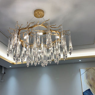 Contemporary tiered glass teardrop chandelier luxury ceiling