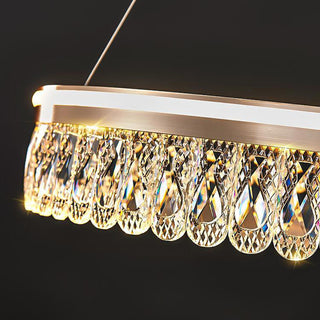 Large crystal luxury ring chandelier — modern dining pendant warm