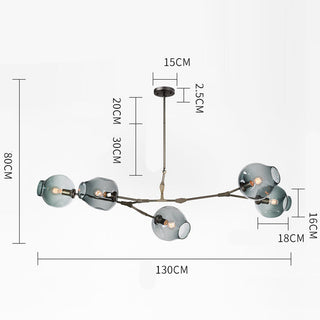 Glass bubble branching chandelier modern living room fixture