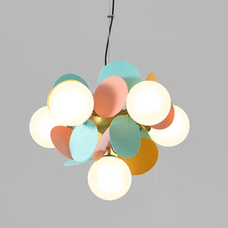 Flower branch glass chandelier front — modern multicolored iron design