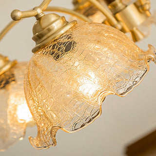 Glass petal mid-century copper chandelier — warm ambient ceiling warm