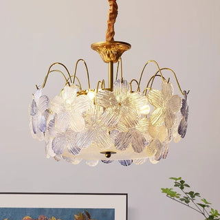 Stained glass flower chandelier front — classic pendant living room design