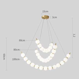 White LED ball pendant — pearl design brass acrylic